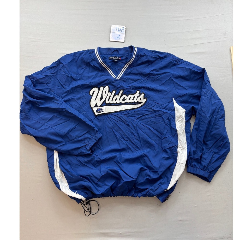 Sport-Tek Wildcats V-Neck Windshirt Royal Blue White 3XL Pullover Jacket